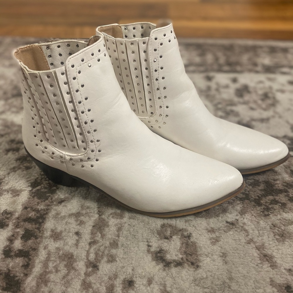 White studded booties